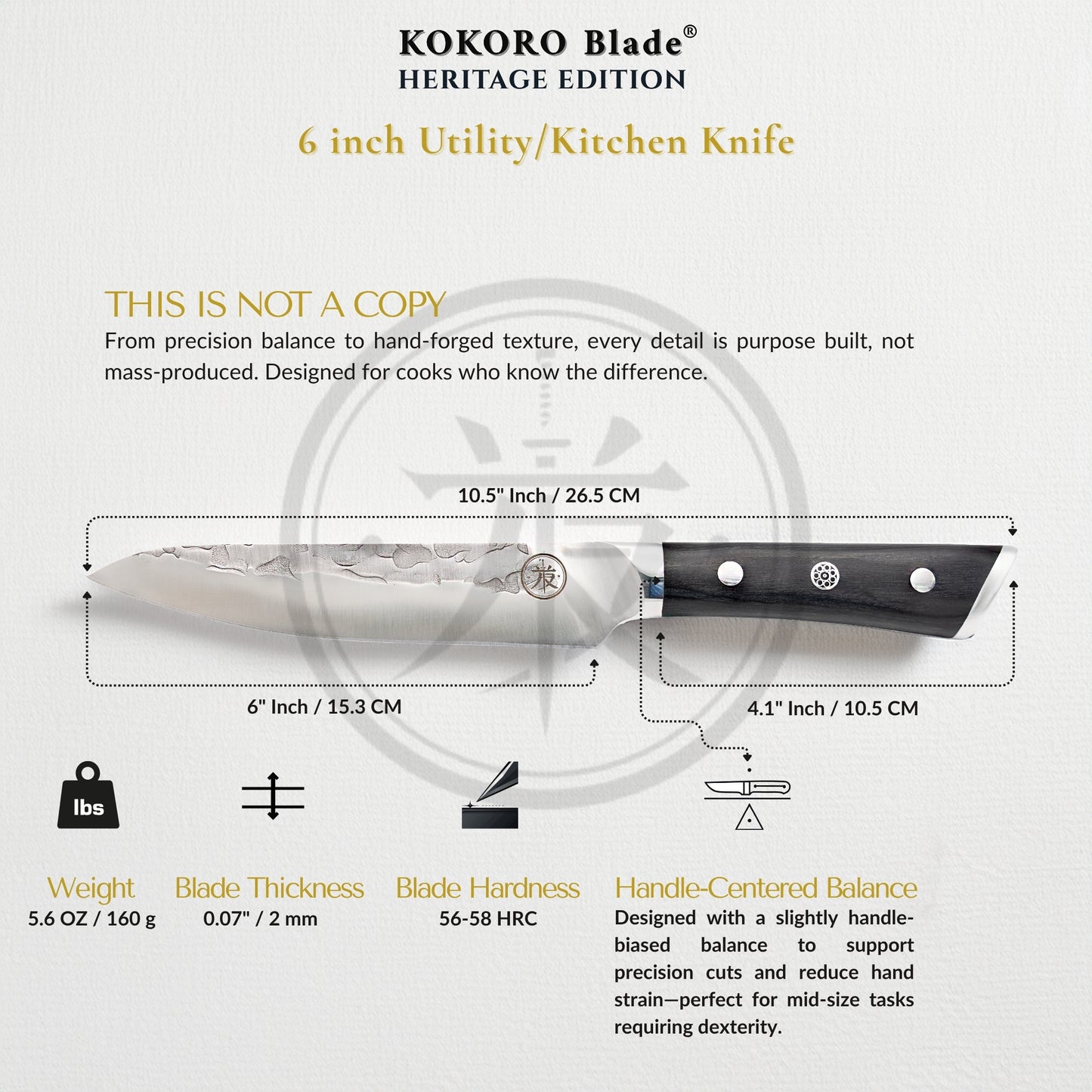 KOKORO Blade Heritage Edition 6" Japanese Utility Knife