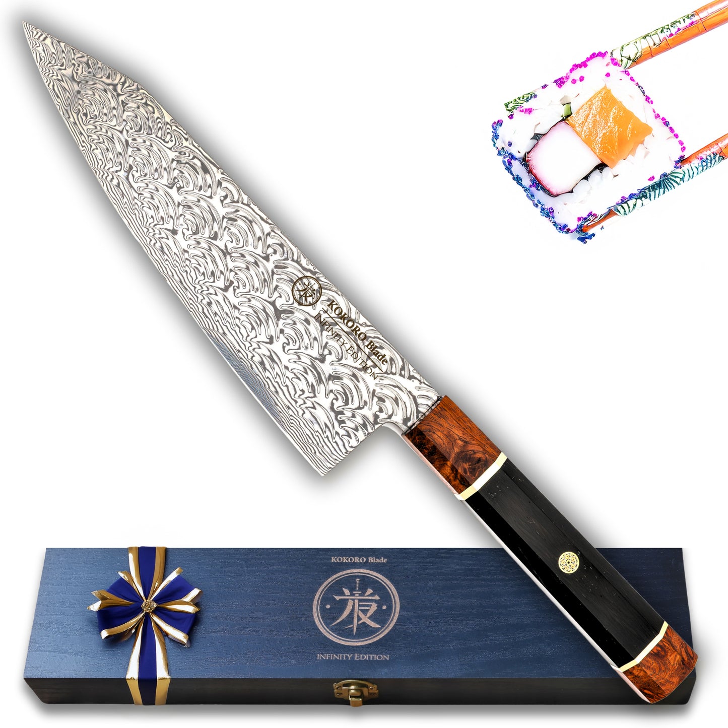 KOKORO Blade 8" Kiritsuke Knife - 110 Layer Damascus Steel - Brutal Sharpness